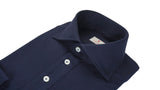 BLUE JERSEY POLO SHIRT LONG SLEEVE- ITALIAN COTTON  - HANDMADE IN ITALY