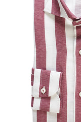 Wide Striped Burgundy and White Shirt in Linen Blend