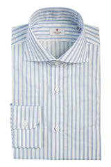 Azure and White Striped Oxford Shirt