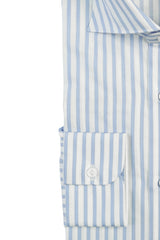 Azure and White Striped Oxford Shirt - Italian Cotton - Handmade in Italy