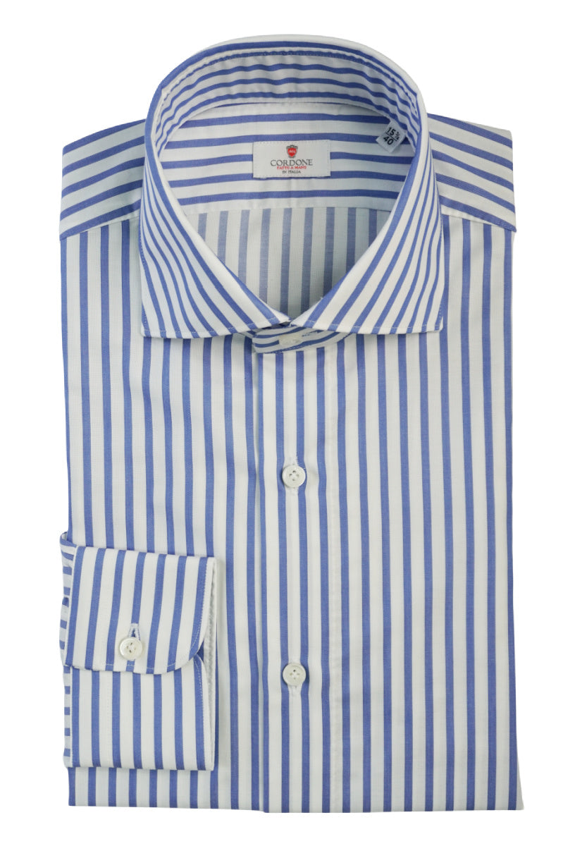 Blue and White Striped Oxford -Italian Cotton - Handmade in Italy