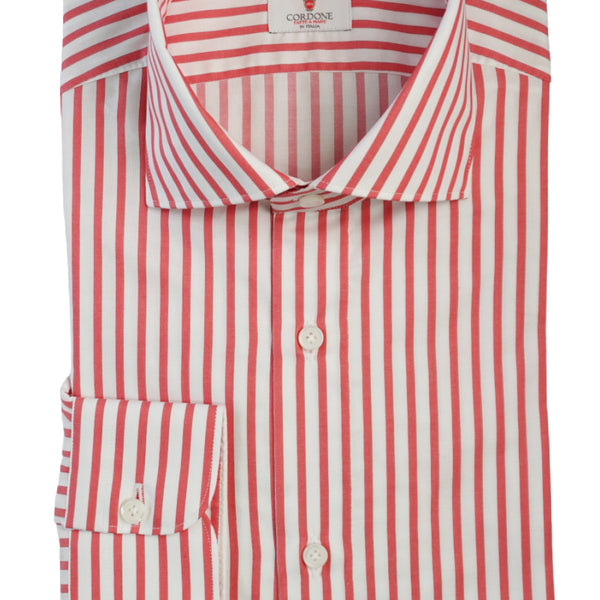 mens red striped dress shirt Steven Land Mens Classic Fit Red & White Striped 100% Cotton Cutaway C The Suit Depot