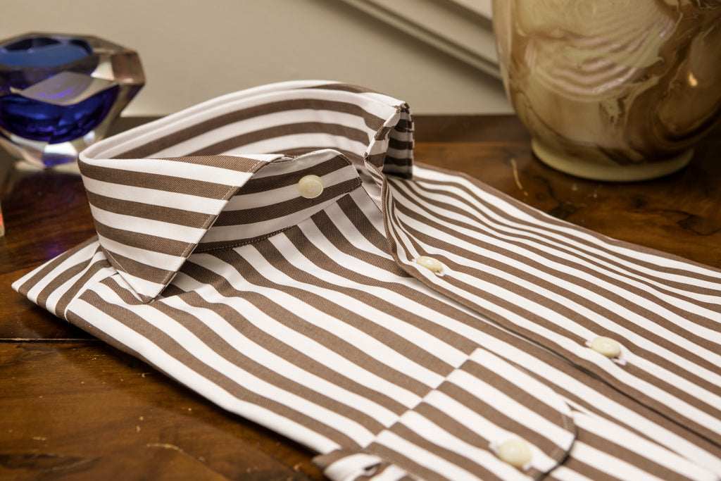 Bold Striped Twill Shirt Brown Bold Striped Twill Shirt Brown